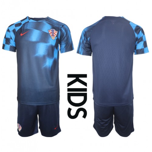 Maillot de foot Croatie Extérieur enfant Monde 2022 Manches Courte (+ pantalon court)
